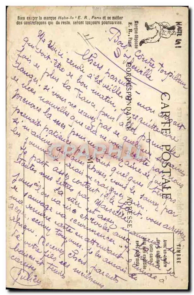 Matrosen, die sich zum Aussteigen vorbereiten — Nos Bravos Marins — E. R., Paris (Deposited Model No. 92) - Rückseite