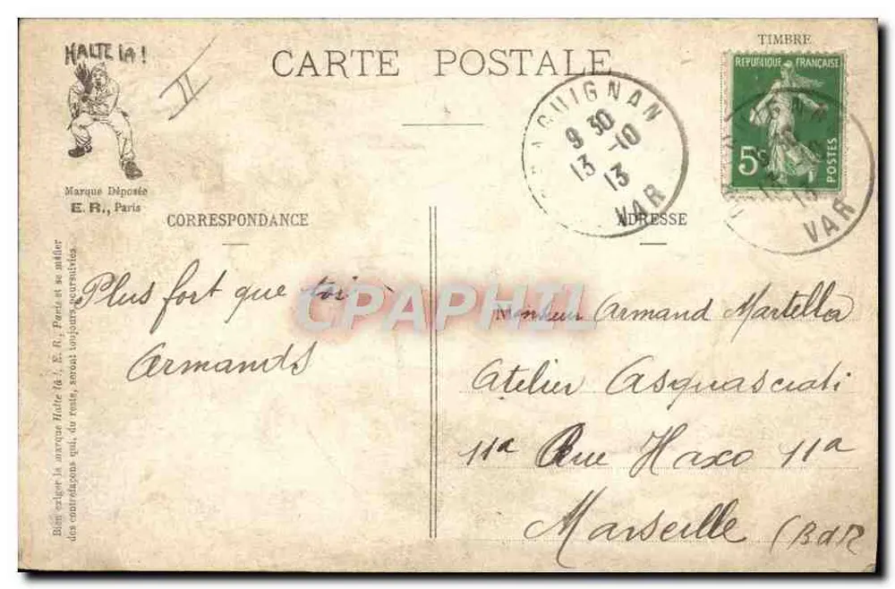 Soldati che si addormentano — Nos Sonneries : L'Estinzione dei Fuochi! — E.R., Parigi, Modello depositato n. 894 - Verso