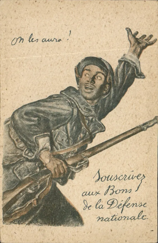 Soldat in Aktion — Patriotischer Slogan — Devambez, Imp. Paris, Visé N° 90 - Vorderseite