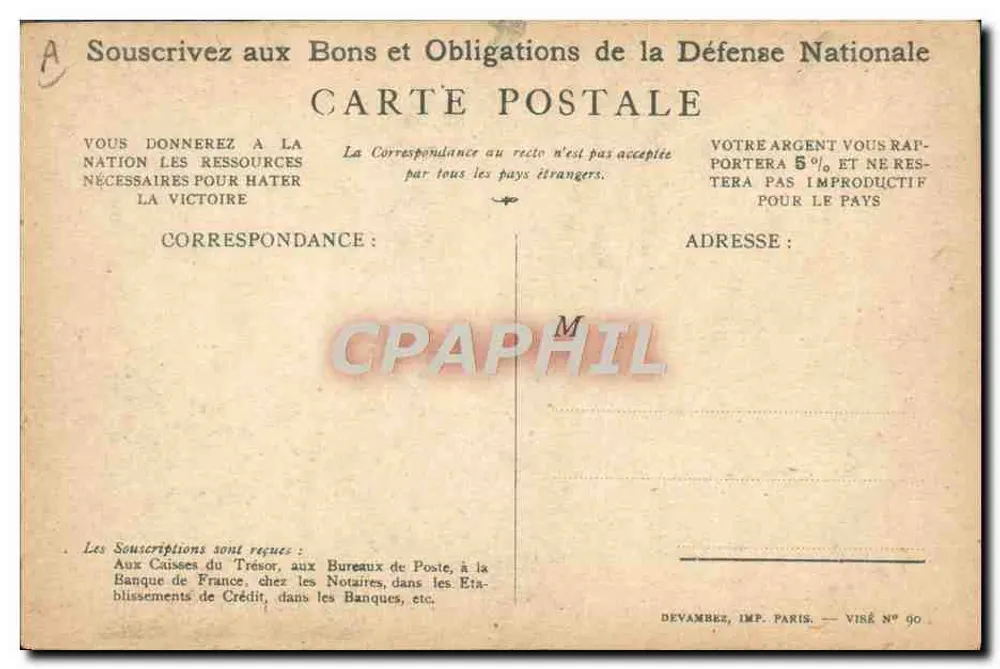 Begeisterter Soldat — On les aura ! — Devambes, Verlag Paris — Viré N° 90 - Rückseite