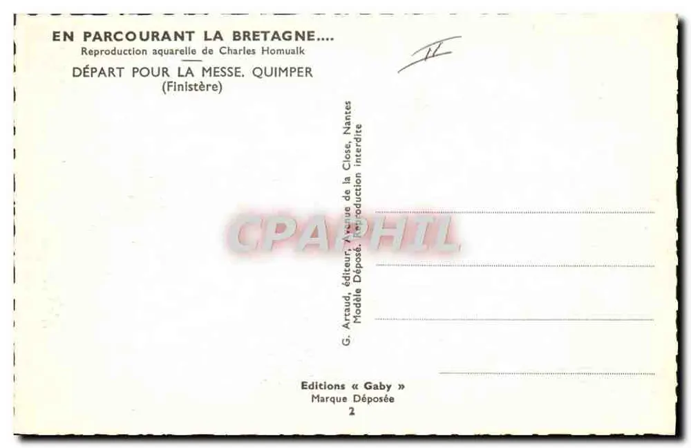 Abreise zur Messe — Quimper (Finistère) — G. Artaud, Nantes - Rückseite