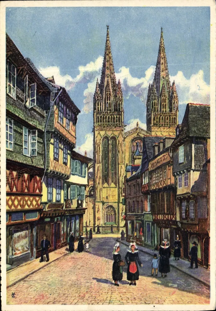 Quimper (Finistère) — Katedra — Wydawnictwo Père et Fils, Nantes - Awers