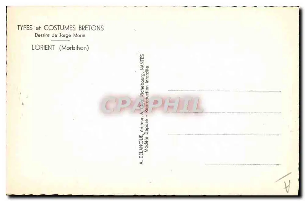 Mercado em Lorient — desenho de Jorge Morin — editor A. Delanque, Nantes - Verso