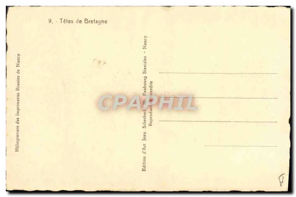 Retrato de um homem — Bretagne — Edição das Imprensa Unidas de Nancy, n°9 - Verso