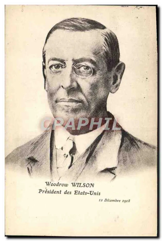 Woodrow Wilson — Präsident der Vereinigten Staaten — 12. Dezember 1918 - Vorderseite