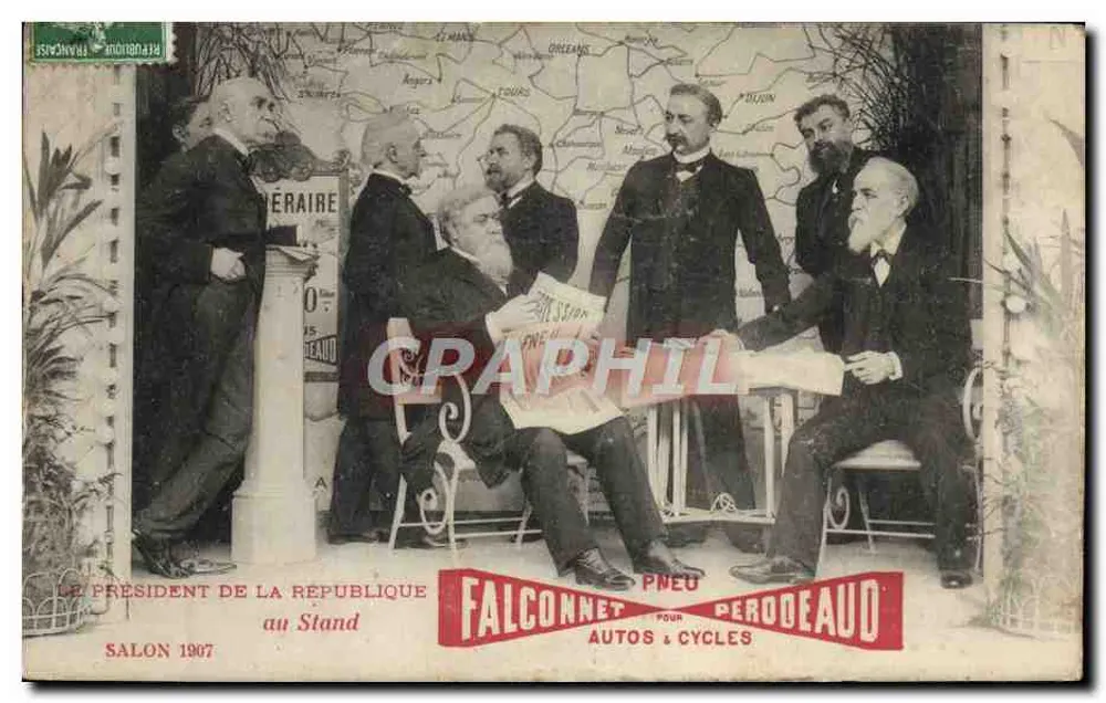 Der Präsident der Republik am Stand — Salon 1907 — Falconnet Pneu Pérodeaud - Vorderseite