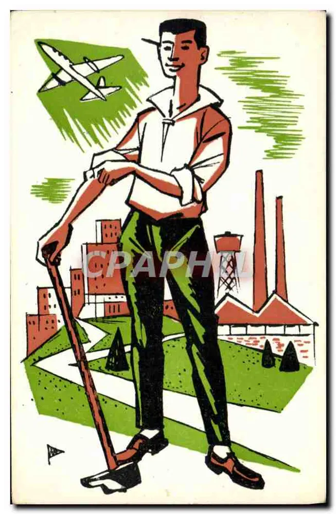Industriearbeiter — stilisierte Illustration — Kampagne für den Schutz der Kindheit und Jugend - Vorderseite