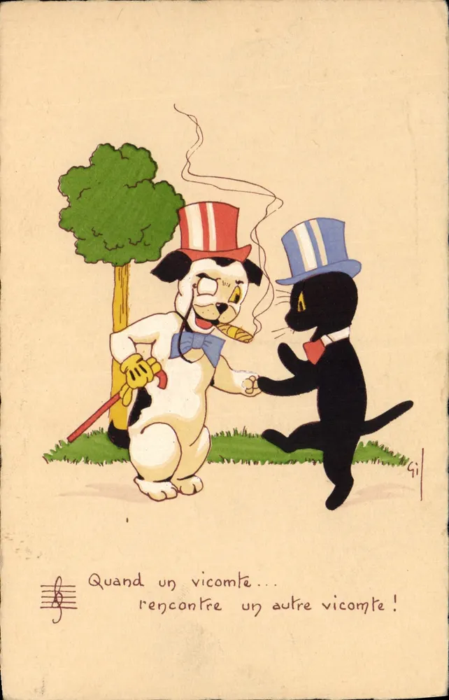 Encontro de dois vicontes — cães e gatos em traje nobre — Éditions ArtiSieurs Paris - Frente