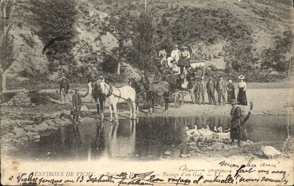 Environs de Vichy — Passage d'un Gué — Route de Moulins — Éditeur : Vichy-Environ de Vichy, n°117 - Vorderseite