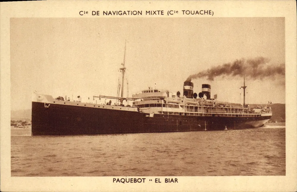 Dampfschiff "El Biar" — Gesellschaft für Mischnavigation (Gesellschaft Touache) — Hélio Audry, Marseille - Vorderseite