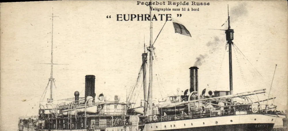 Paquebot Rapide Russo "EUPHRATE" — Telegrafia sem fio a bordo — editor não identificado - Frente