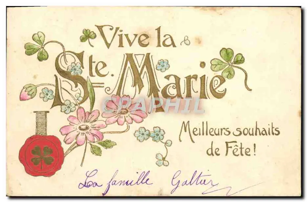 Lange leben Sainte-Marie — Beste Wünsche zur Feier — Die Familie Galtur - Vorderseite