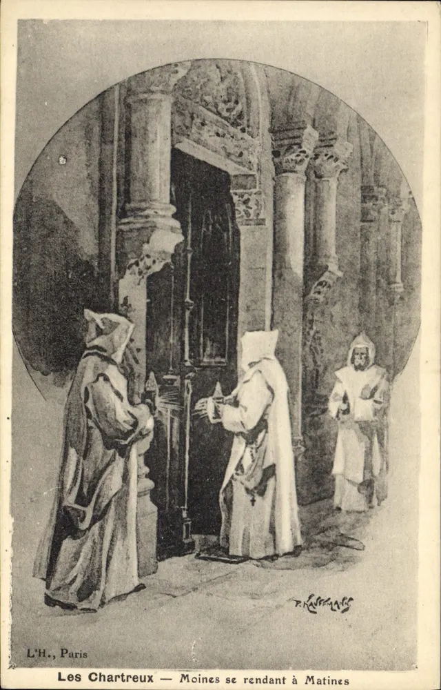 Les Chartreux — Monges se dirigindo às Matinas — L'H., Paris - Frente