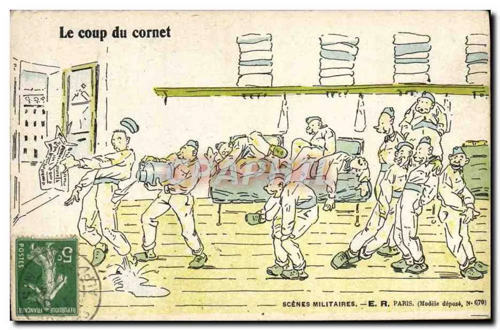 Cenas militares — O toque do corneta — E.R. Paris, Modelo depositado N° 670 - Frente