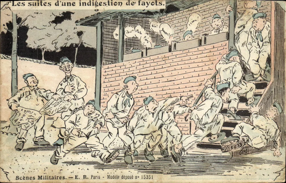 Militärszenen — Die Folgen einer Fenchelverdauung — E. R. Paris — Registriertes Modell Nr. 15351 - Vorderseite