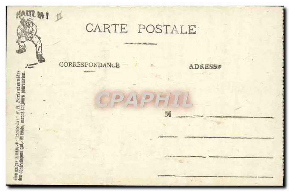 Cenas Militares — Ao Prêt — HALTE-LÀ ! E.R. Paris - Modelo dégoçce - Verso