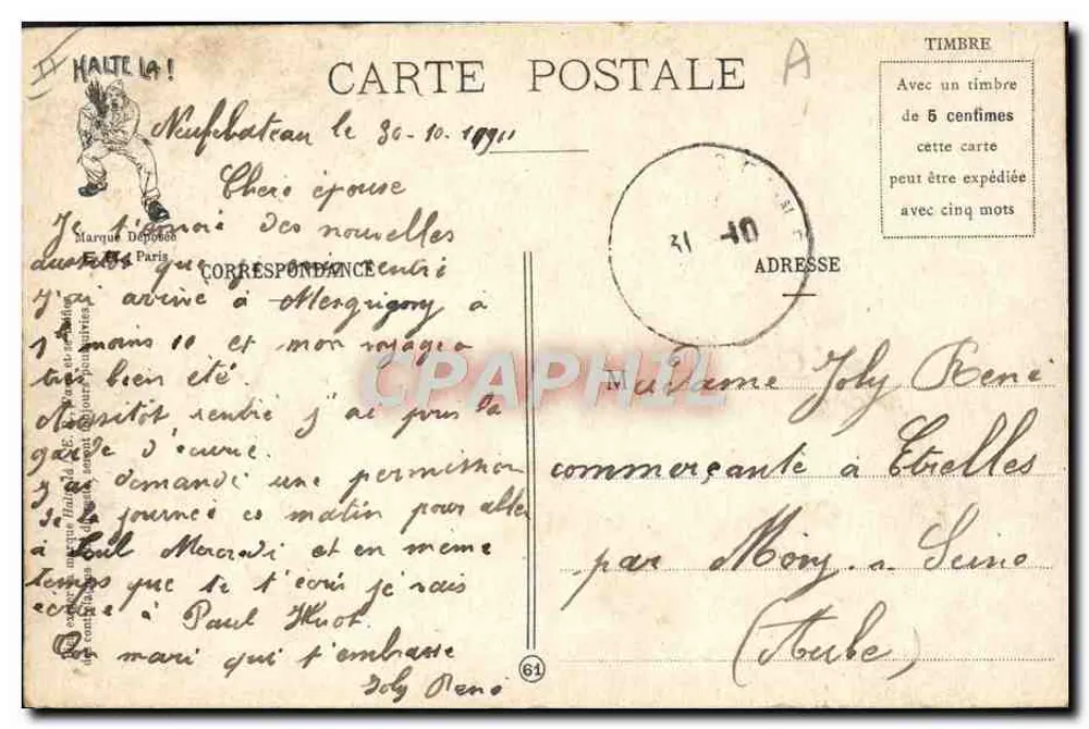 Estação de Paris — Adeus aos reservistas — editor Modène, n°64 - Verso