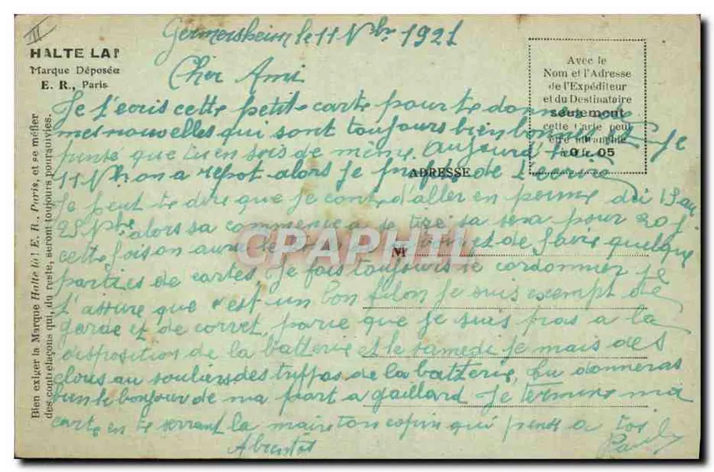 Escola dos Coelhos — A Vida Militar — E. R. Paris - Verso