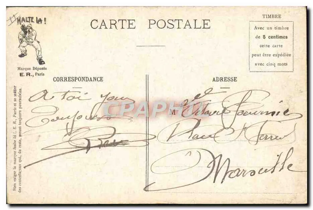 Na cozinha — Cenas militares — E.R., Paris — Modelo depositado N° 1 - Verso