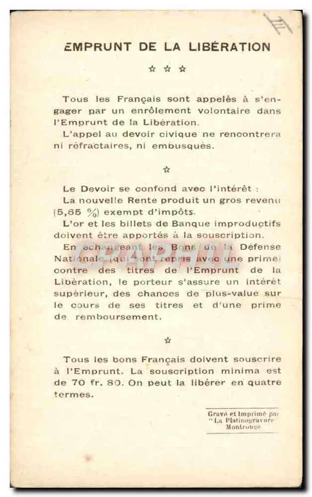 General Mangin — Armee kommandieren — Schlacht bei der Marne, 1918 — C. E. Séverac - Rückseite