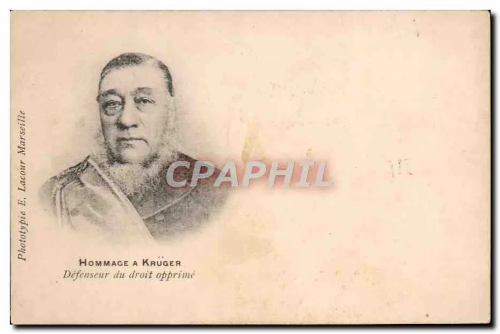 Ehrenamt für Krüger — Verteidiger der Unterdrückten — Phototypie E. Lacour, Marseille - Vorderseite