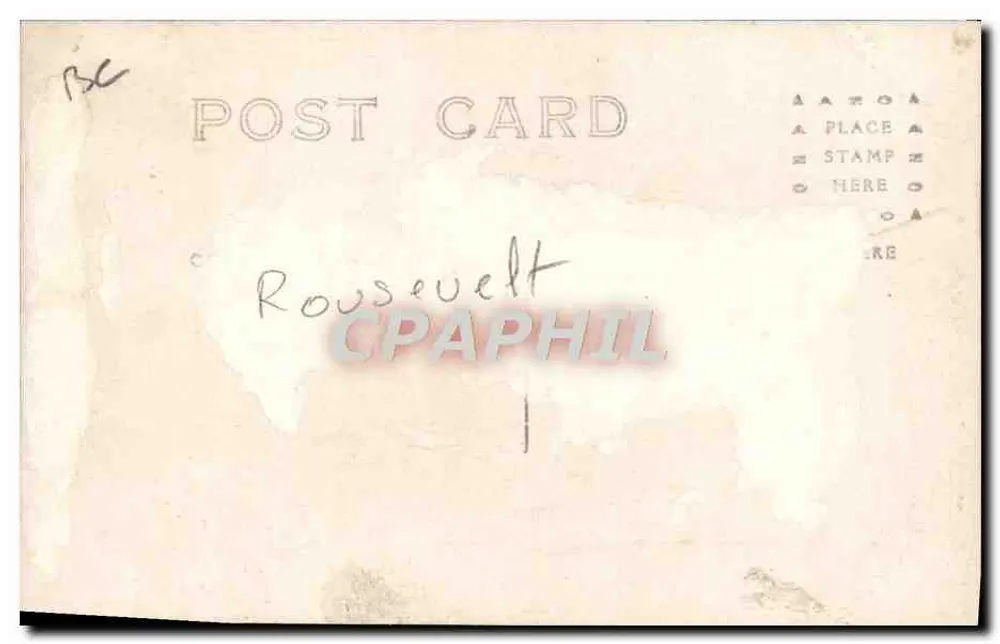 Roosevelt — orador em exterior — carta postal - Verso