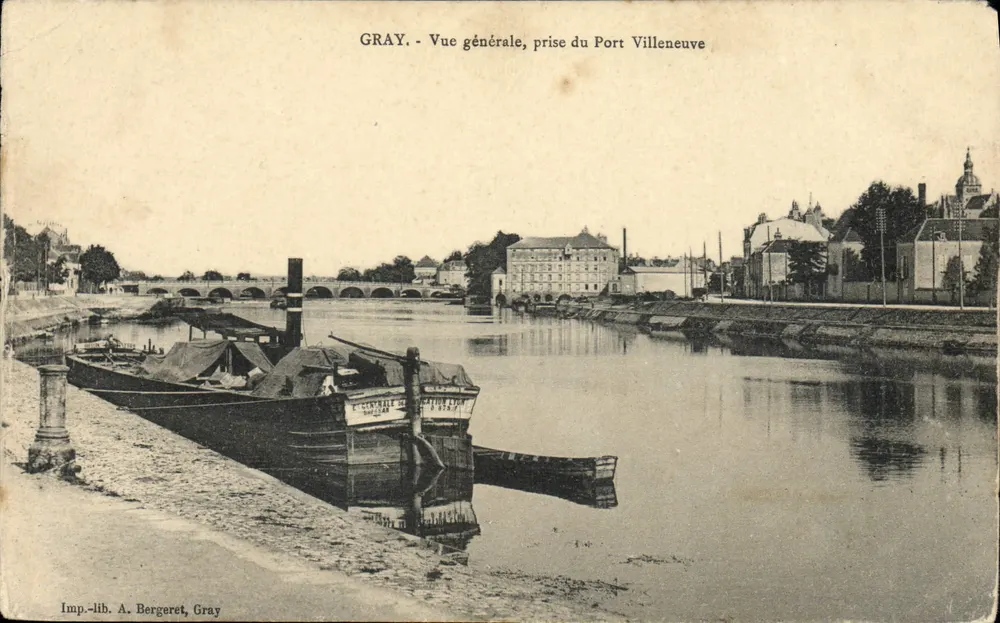 Gray — Allgemeiner Blick vom Port Villeneuve — Verlag A. Bergeret, Gray - Vorderseite