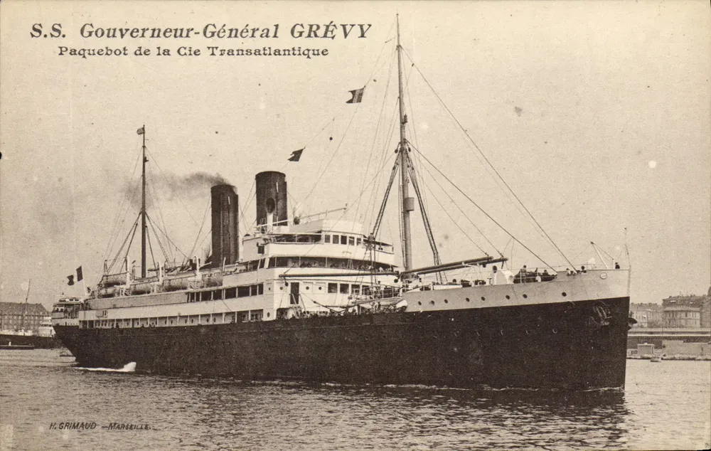 S.S. Gouverneur-Général GRÉVY — Dampfer der Compagnie Transatlantique — H. GRIMAUD - MARSEILLE - Vorderseite
