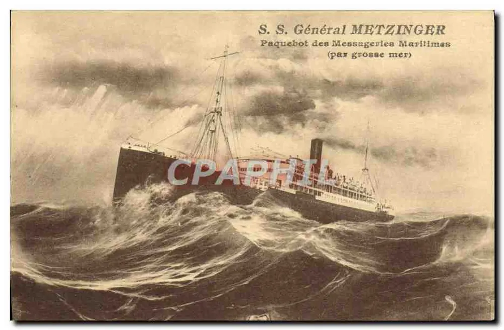 S.S. General Metzinger — Dampfer der Messageries Maritimes — (auf hoher See) - Vorderseite