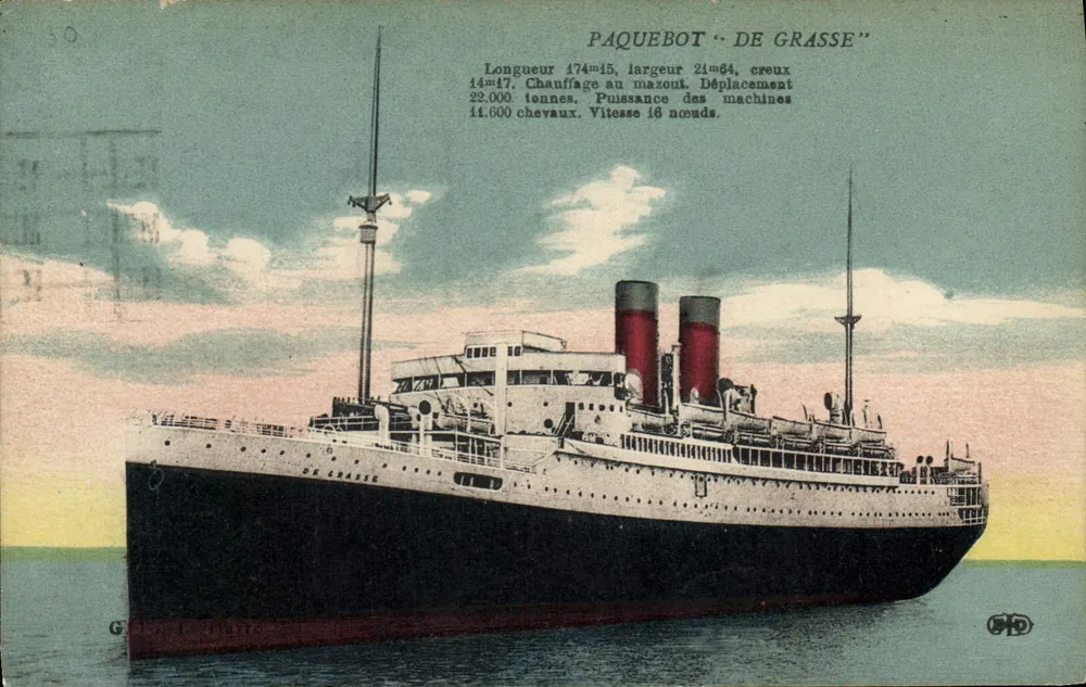Paquebote "De Grasse" — características técnicas — G. Dufour & Cie, n° 50 - Frente