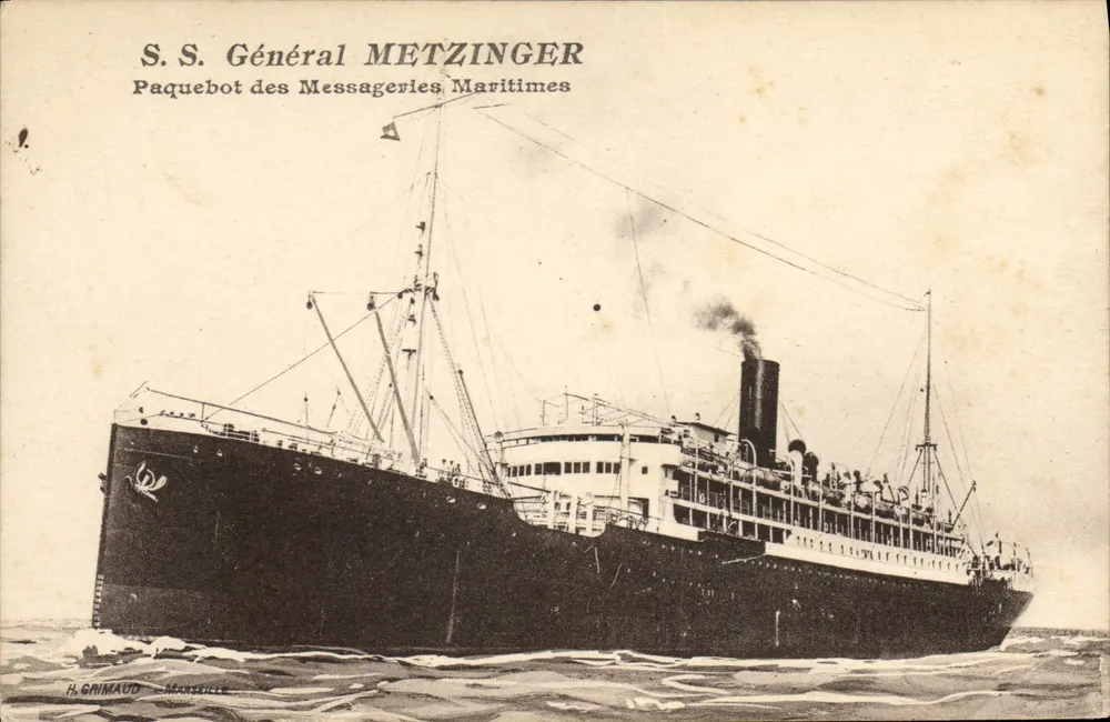 S.S. Général METZINGER — Dampfer der Messageries Maritimes — H. GRIMAUD - MARSEILLE - Vorderseite