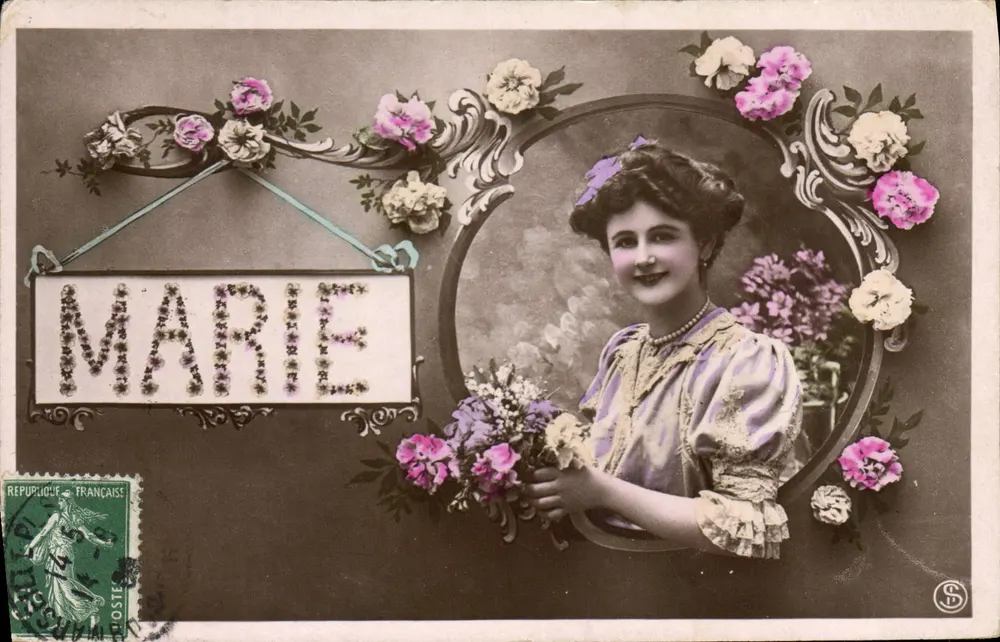 Frau mit Blumenstrauß — Marie — Verlag S - Vorderseite