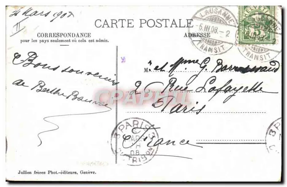 Morgen in den Hautes Alpes — J.J. 3092 — Jullien frères, Genf - Rückseite
