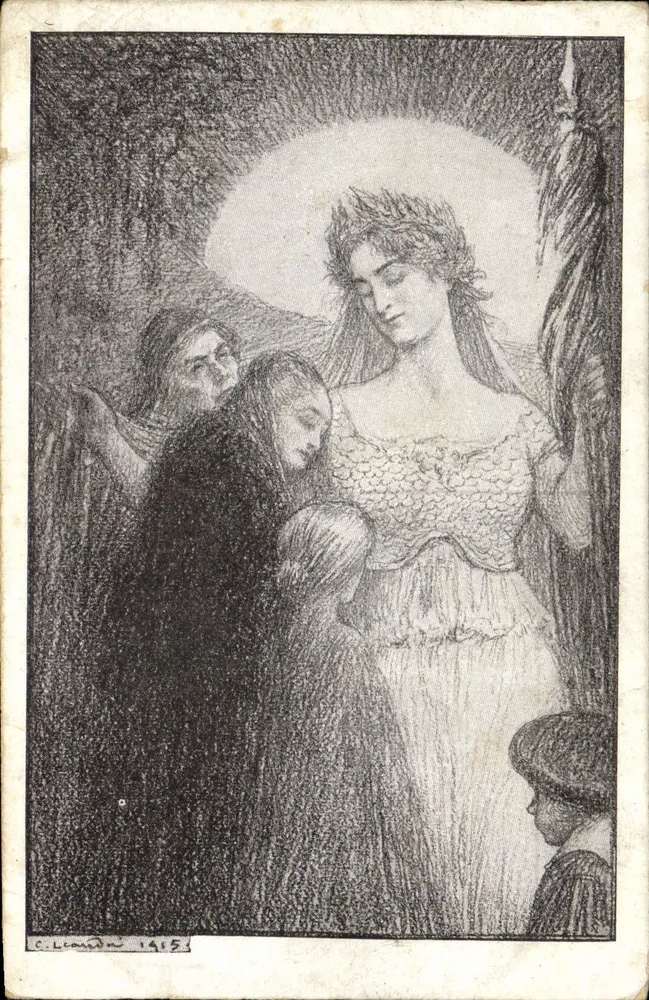 Mulher coroada — cena religiosa — C. Leondin 1915 - Frente