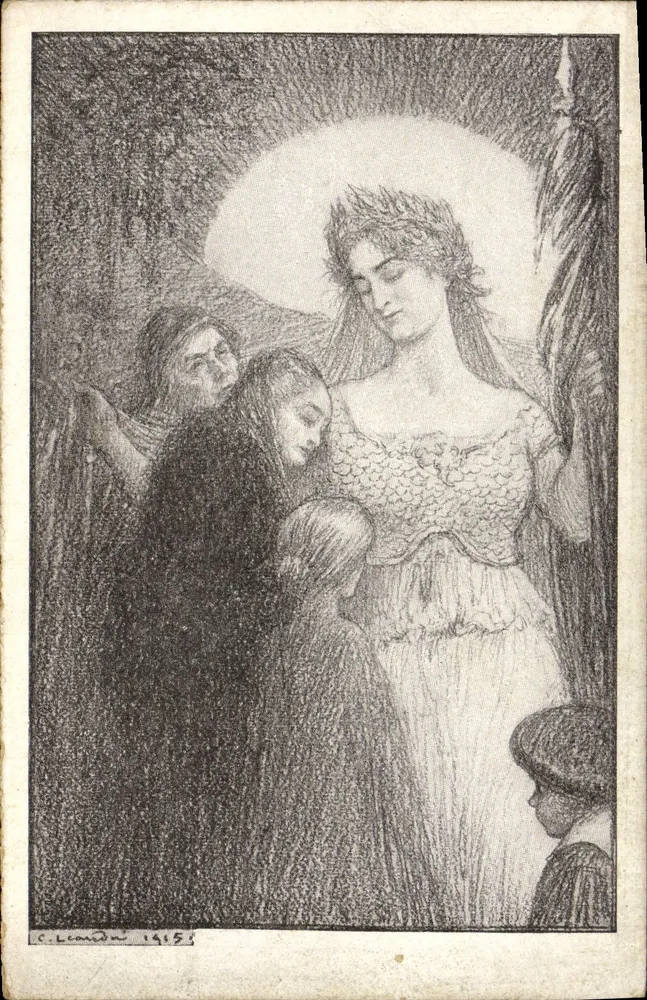 Mulher coroada — cena religiosa — C. LEMOND 1915 - Frente