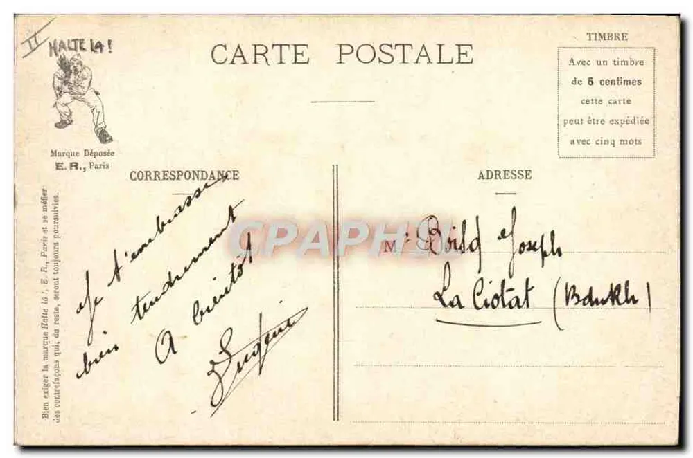 Noch 4 Tage zum Schießen — E.R., Paris, eingetragenes Modell Nr. 933 - Rückseite