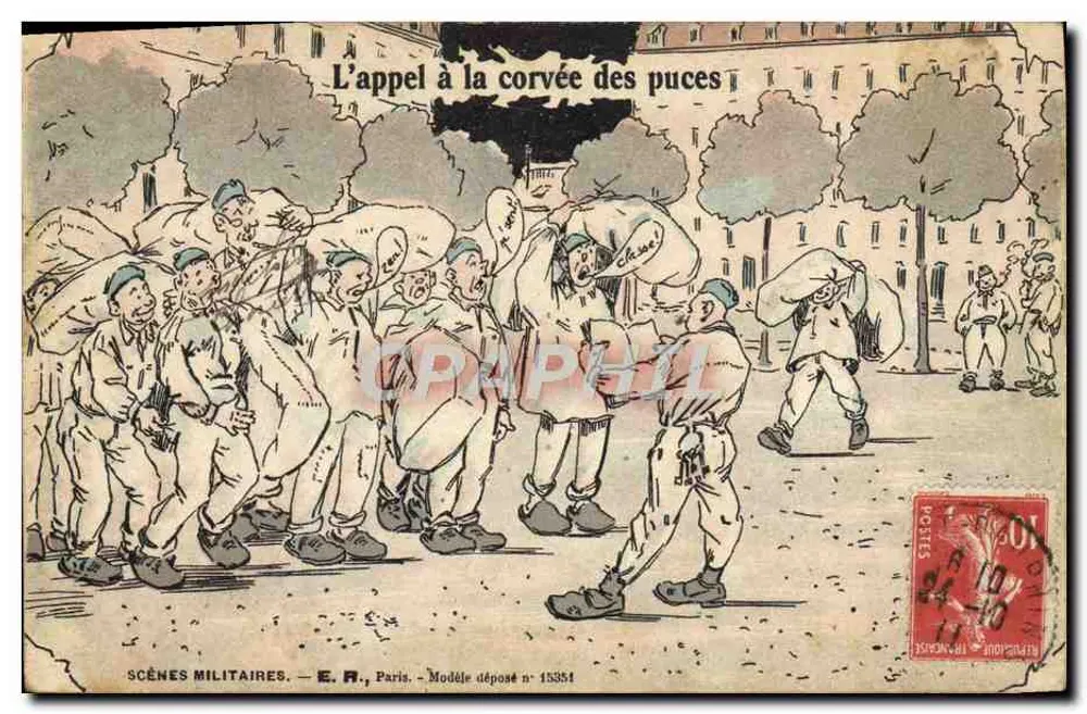 Der Aufruf zur Läusepflicht — Militärszenen — E.R., Paris, Modellnummer 15354 - Vorderseite