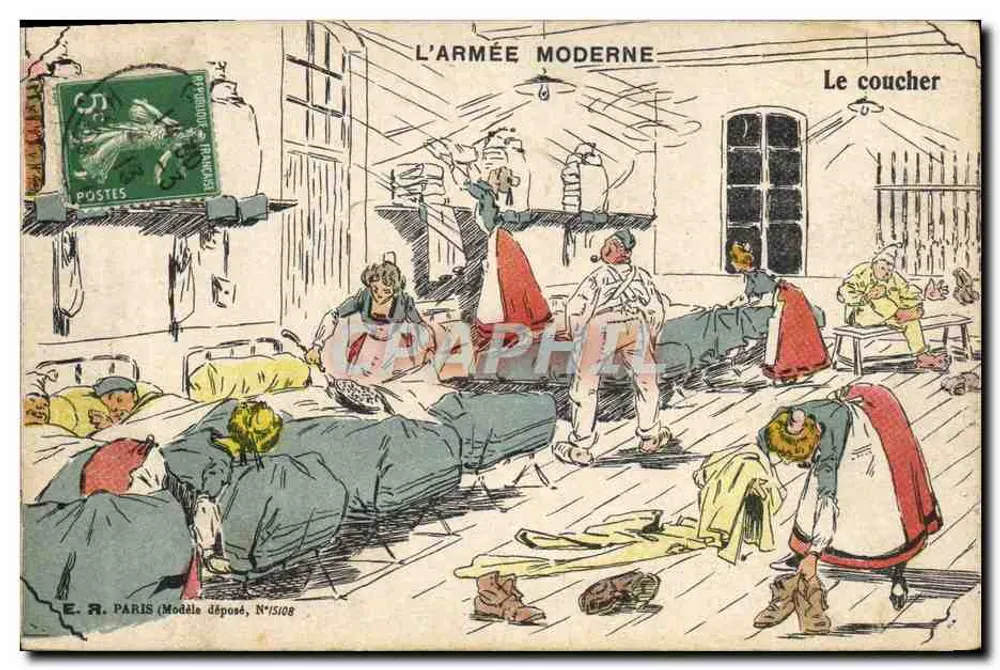 Die moderne Armee — Das Einschlafen — E.R. PARIS (Deposiertes Modell, Nr. 15108) - Vorderseite