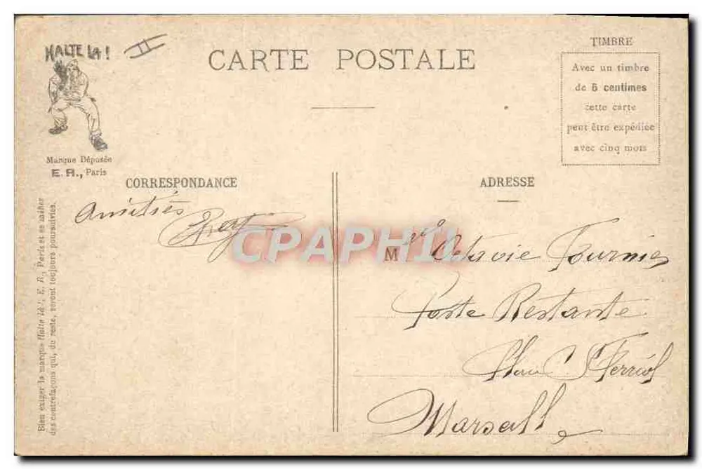 Die moderne Armee — Das Einschlafen — E.R. PARIS (Deposiertes Modell, Nr. 15108) - Rückseite