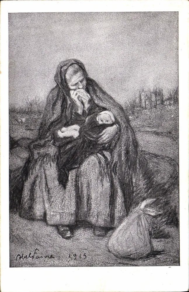 Mutter mit Kind — Kriegsszene — Hélène 1915 - Vorderseite