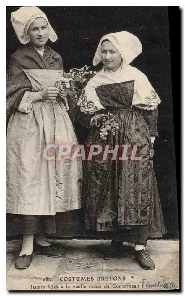 Junge Mädchen in alter Mode von Concarneau — BRETONISCHE TRADITIONSKLEIDUNG — Verlag E.D. Nr. 280 - Vorderseite