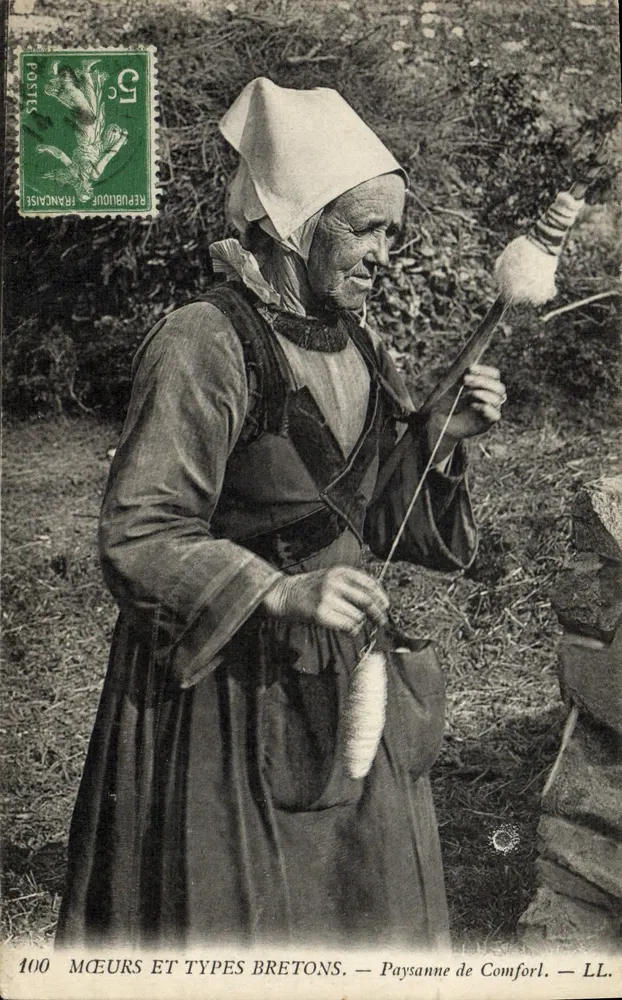 Camponesa de Comforl — Mœurs e Tipos Bretões — LL. n°100 - Frente