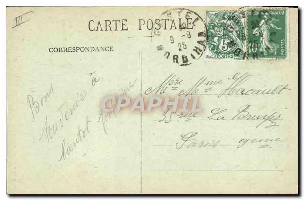 Cinco crianças — jardim coberto de erva-de-ouro — Coleção H. Laurent, Port-Louis, n° 893 - Verso