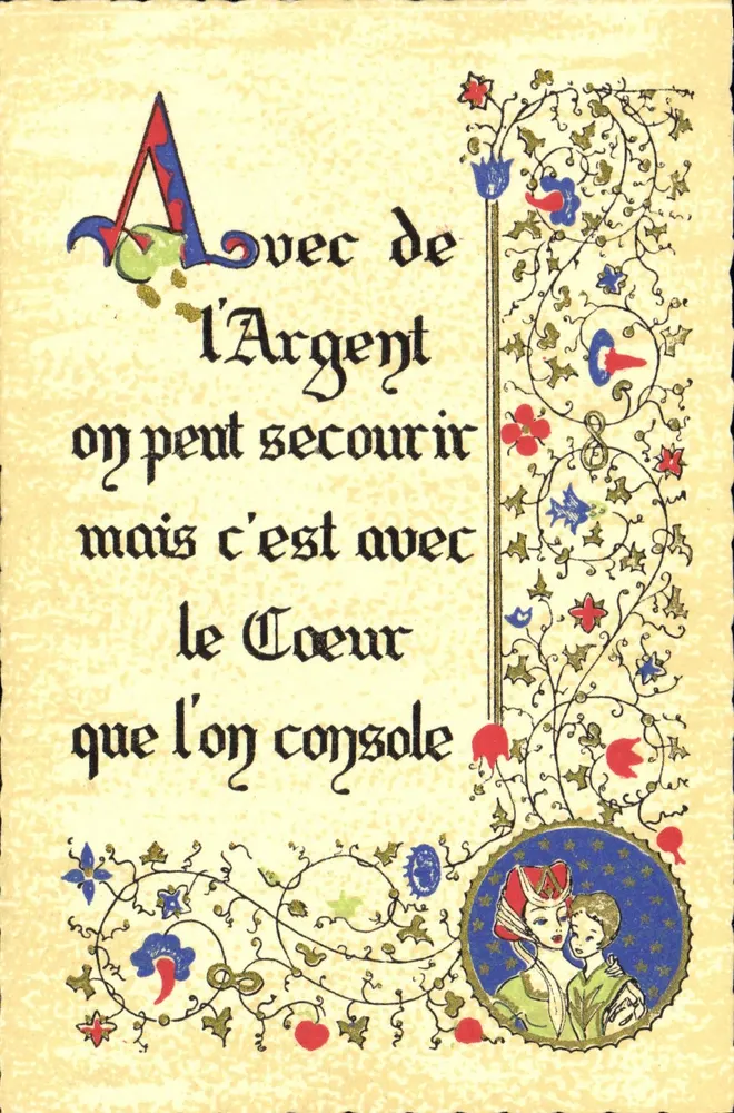 Carta postal ilustrada — Visão sobre dinheiro e coração — Roussel Grimal - Bouen A7 - Frente