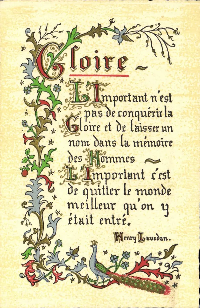 Gloire — O importante não é conquistar a glória — Henry Lavedan - Frente