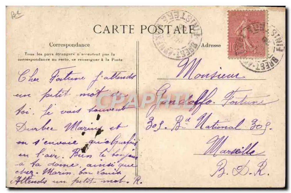 Morlaix — Alte Wasserträgerin mit Pfeife — Sammlung Viziano, Quimper - Rückseite
