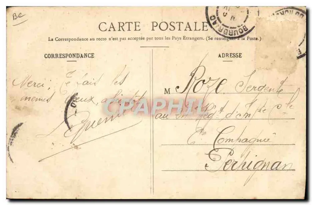 Alte Frau aus Guingamp, die eine Pfeife raucht — Sammlung Hamon, Guingamp - Rückseite