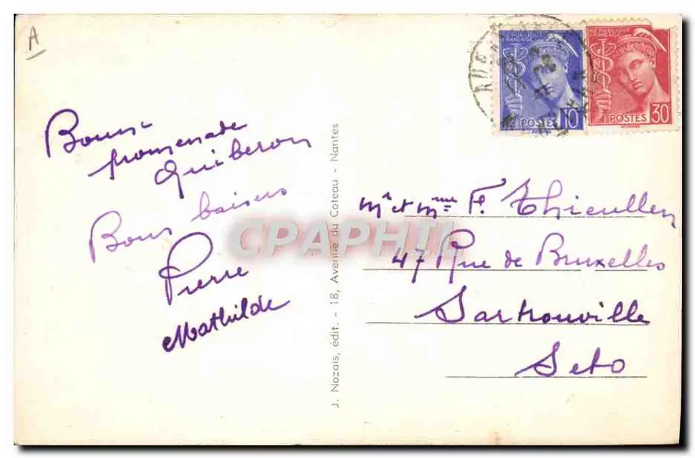Breton und Bretonne, die eine Pfeife rauchen — Meine süße Bretagne — J. Mozais, Nr. 23 - Rückseite