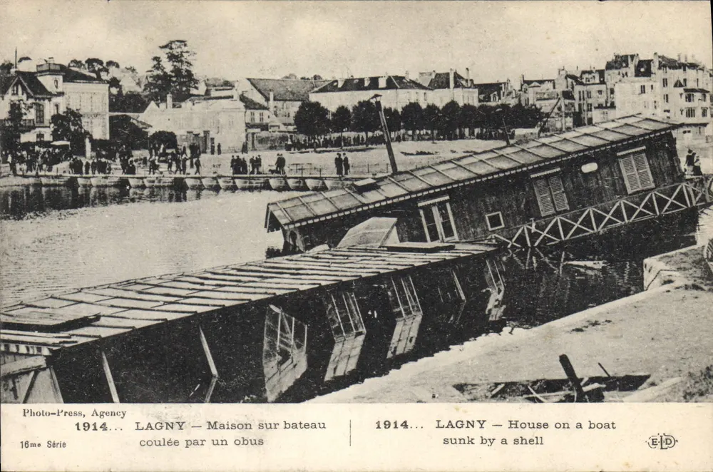Lagny — Haus auf einem Boot, gesunken durch eine Granate — Photo-Press, Agency, 16me Série - Vorderseite