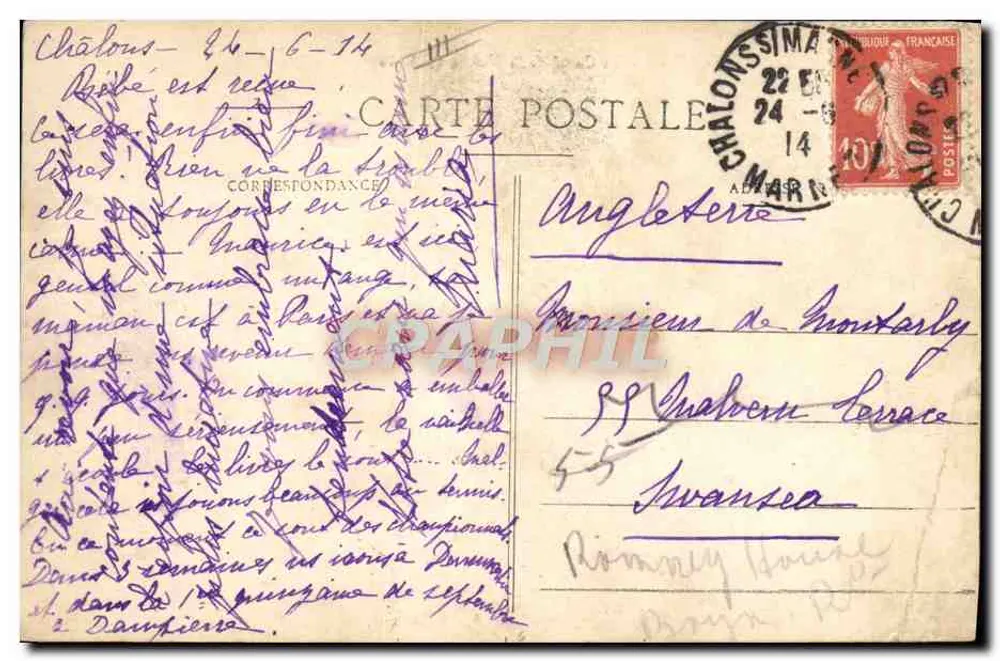 Chalons-sur-Marne — Der Kanal der Marne zum Rhône — unbekannter Verlag, Nr. 41 - Rückseite